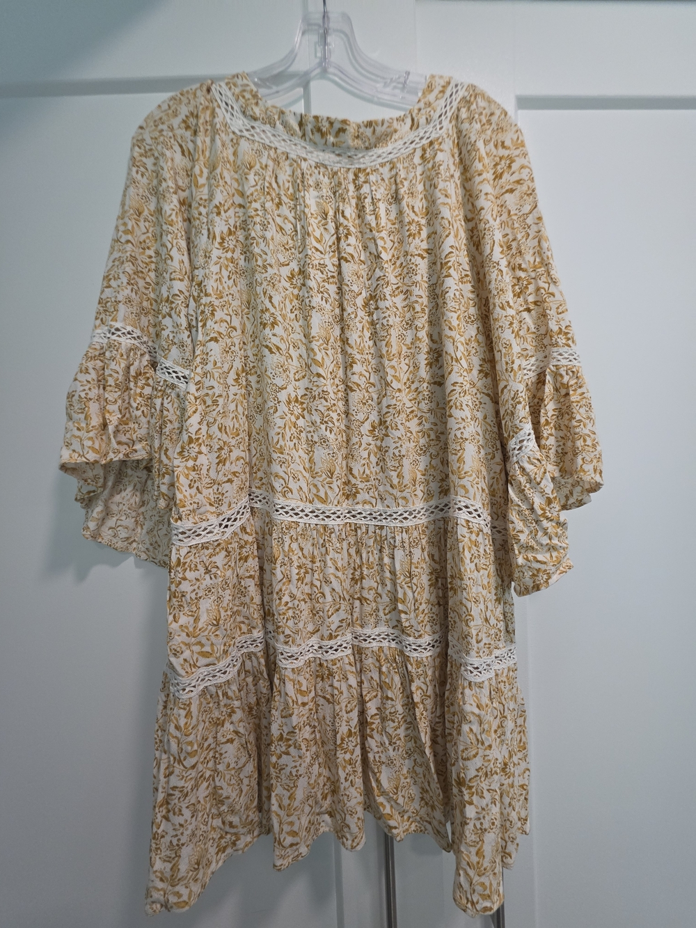 Free People Cream Dress with Mustard Floral Print